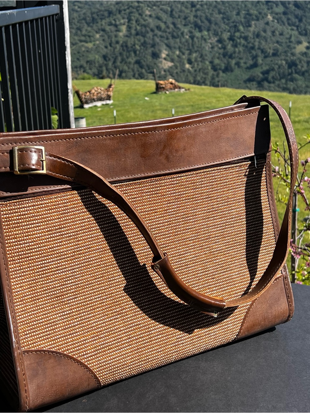 Classic Brown Woven Laptop Bag - Women's Laptop Bag